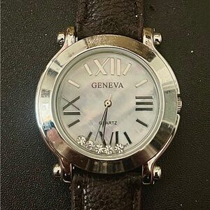 Geneva Silver and Brown Quartz Watch